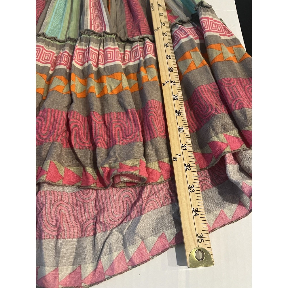 Elan Boho Tiered Babydoll Dress S Bell Sleeve Geo Print Multicolor Festival - Picture 13 of 15